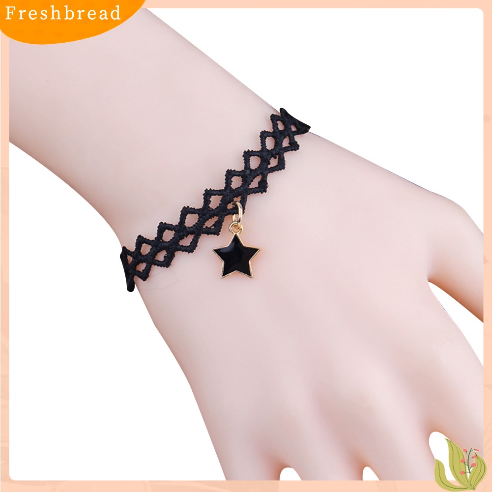 &lt; Freshbread &gt; Wanita Gothic Vintage Liontin Bintang Berongga Renda Pesona Gelang Bangle Hadiah