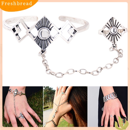 &lt; Freshbread &gt; Gaya Vintage Wanita Gelang Rantai Bangle Slave Finger Ring Hand Harness