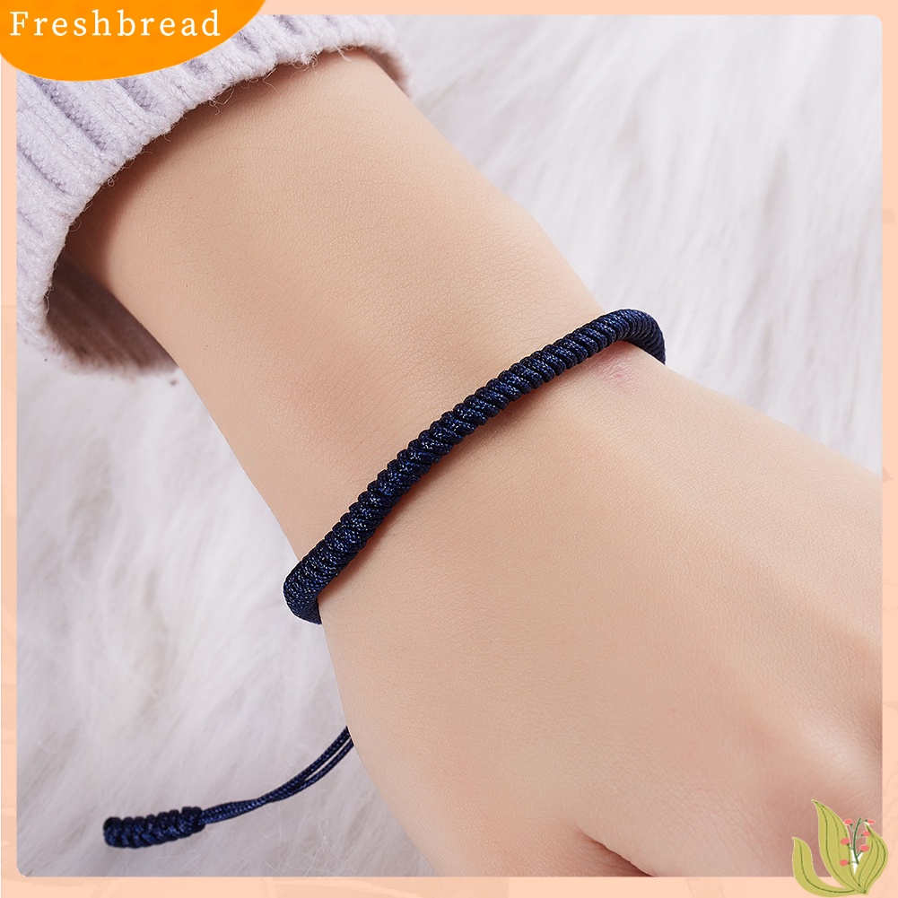 &lt; Freshbread &gt; Wanita Pria Buatan Tangan Simpul Dikepang Tali Gelang Adjustable Beruntung Bangle Perhiasan