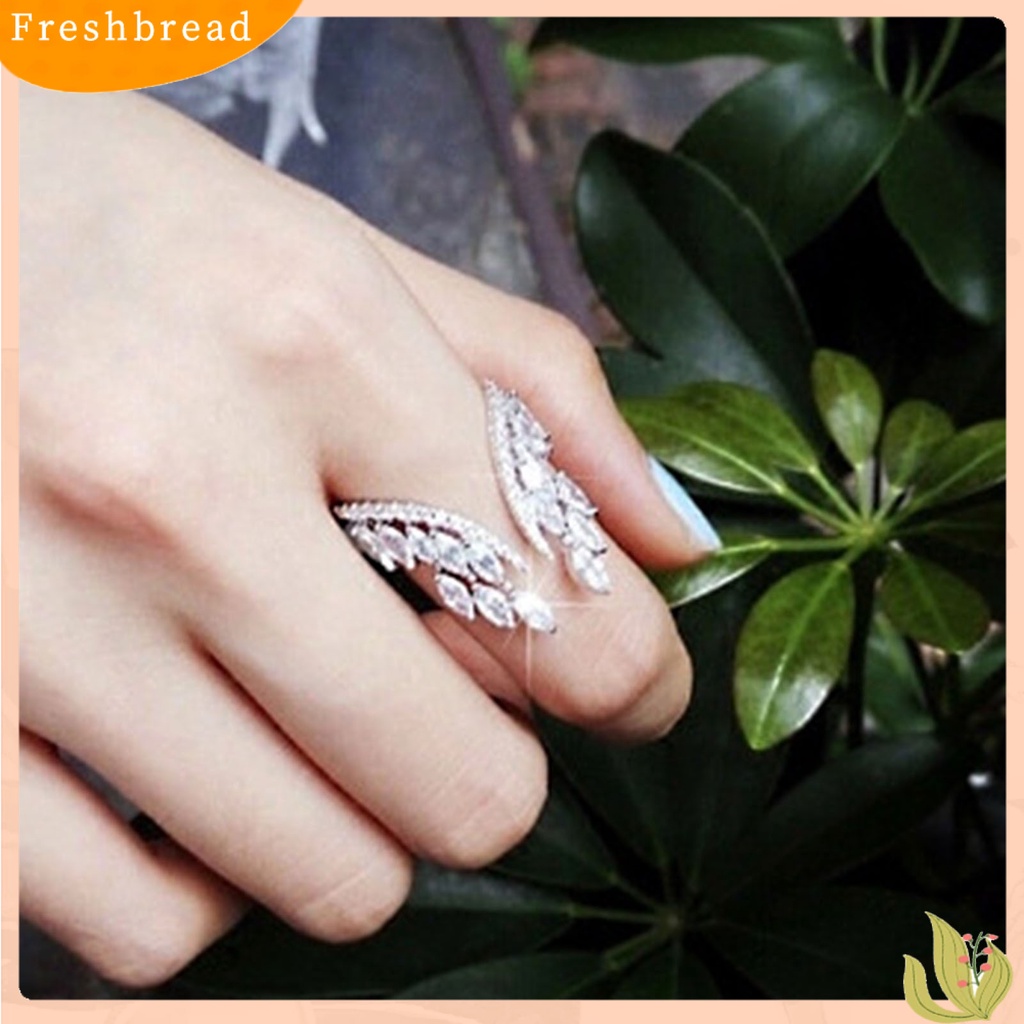 &lt; Freshbread &gt; Cincin Jari Bukaan Sayap Ladies Sparkling Bright Luster Ring Untuk Tunangan
