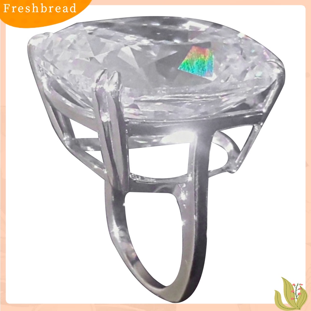 &lt; Freshbread &gt; Cincin Jari Cubic Zirconia Persegi Besar Mewah Wanita Lamaran Pernikahan Perhiasan