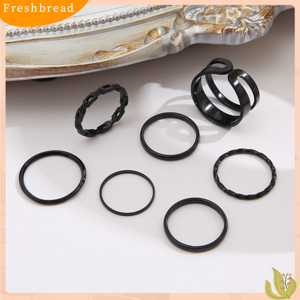 &lt; Freshbread &gt; 7pcs/Set Cincin Jari Lady Rantai Indah Sederhana Set Cincin Buku Jari Halus Untuk Hadiah