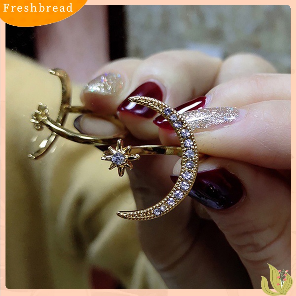 &lt; Freshbread &gt; Fashion Berlian Imitasi Hias Sabit Bentuk Bintang Pembukaan Jari Cincin Perhiasan Hadiah