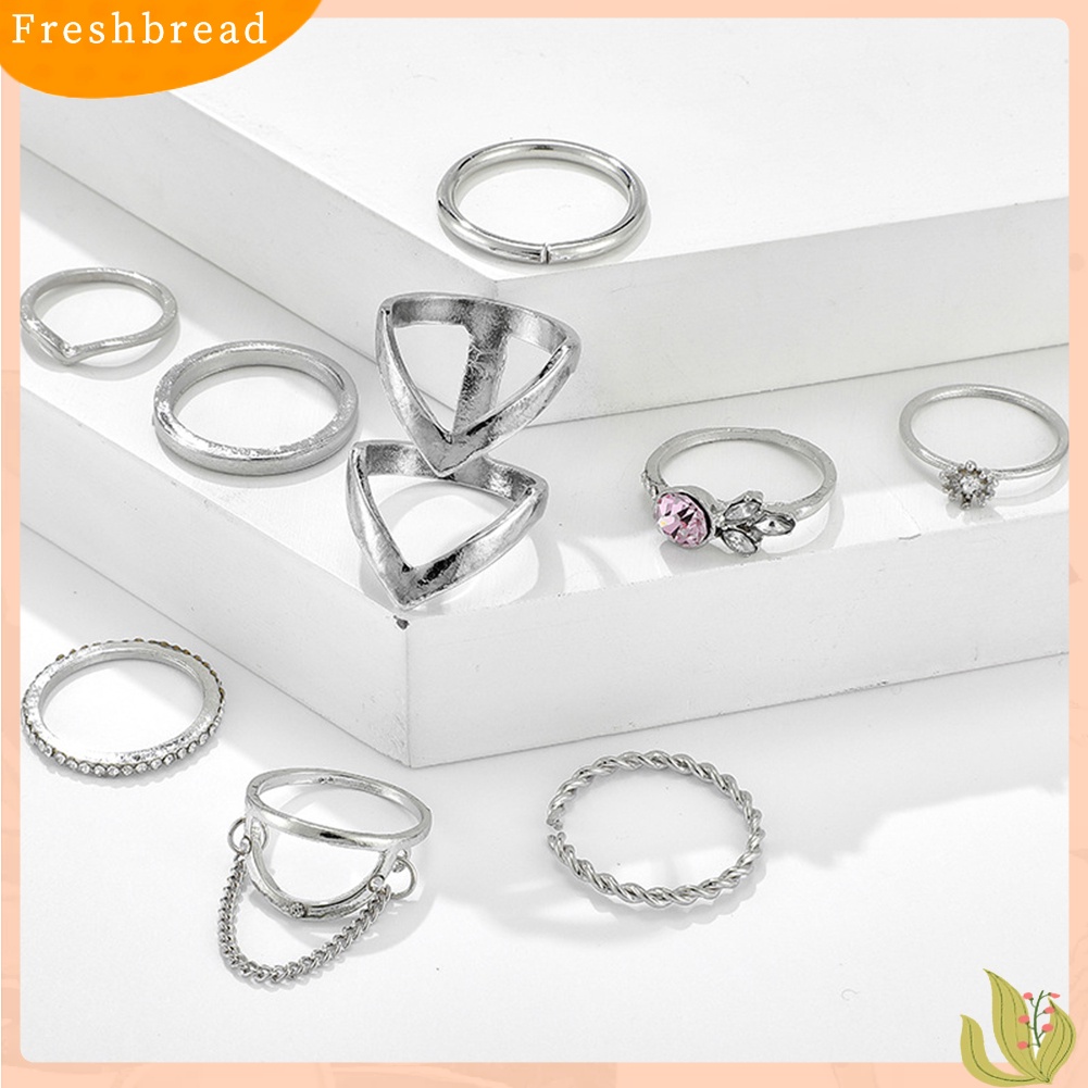 &lt; Freshbread &gt; 7/9Pcs Fashion Wanita Bintang Bulan Segitiga Geometris Jari Cincin Set Perhiasan Hadiah