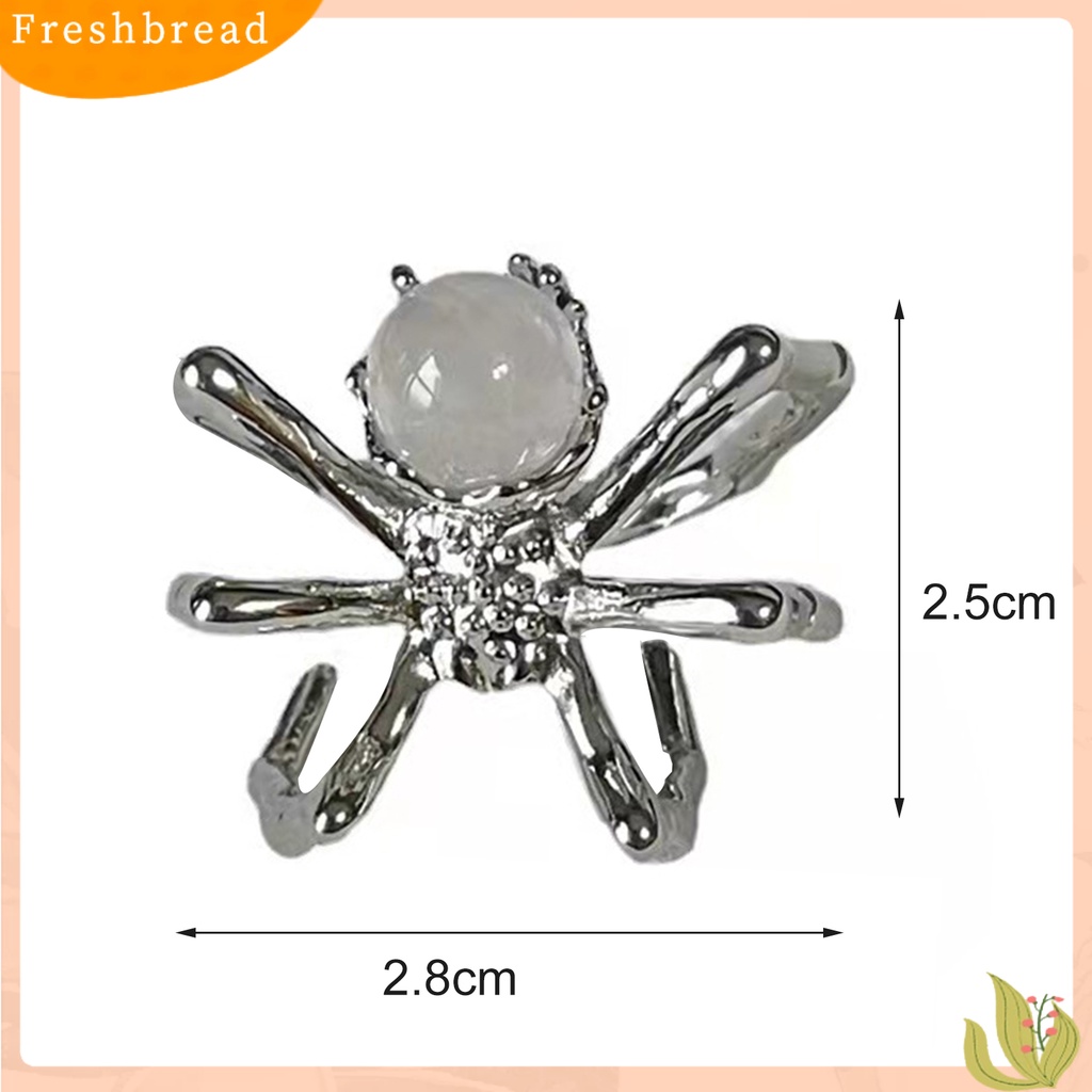 &lt; Freshbread &gt; Wanita Cincin Hias Punk Open All Match Adjustable Perhiasan Hadiah Bola Kristal Imitasi Lady Girl Pesta Gothic Spider-shaped Finger Ring Untuk Klub Malam