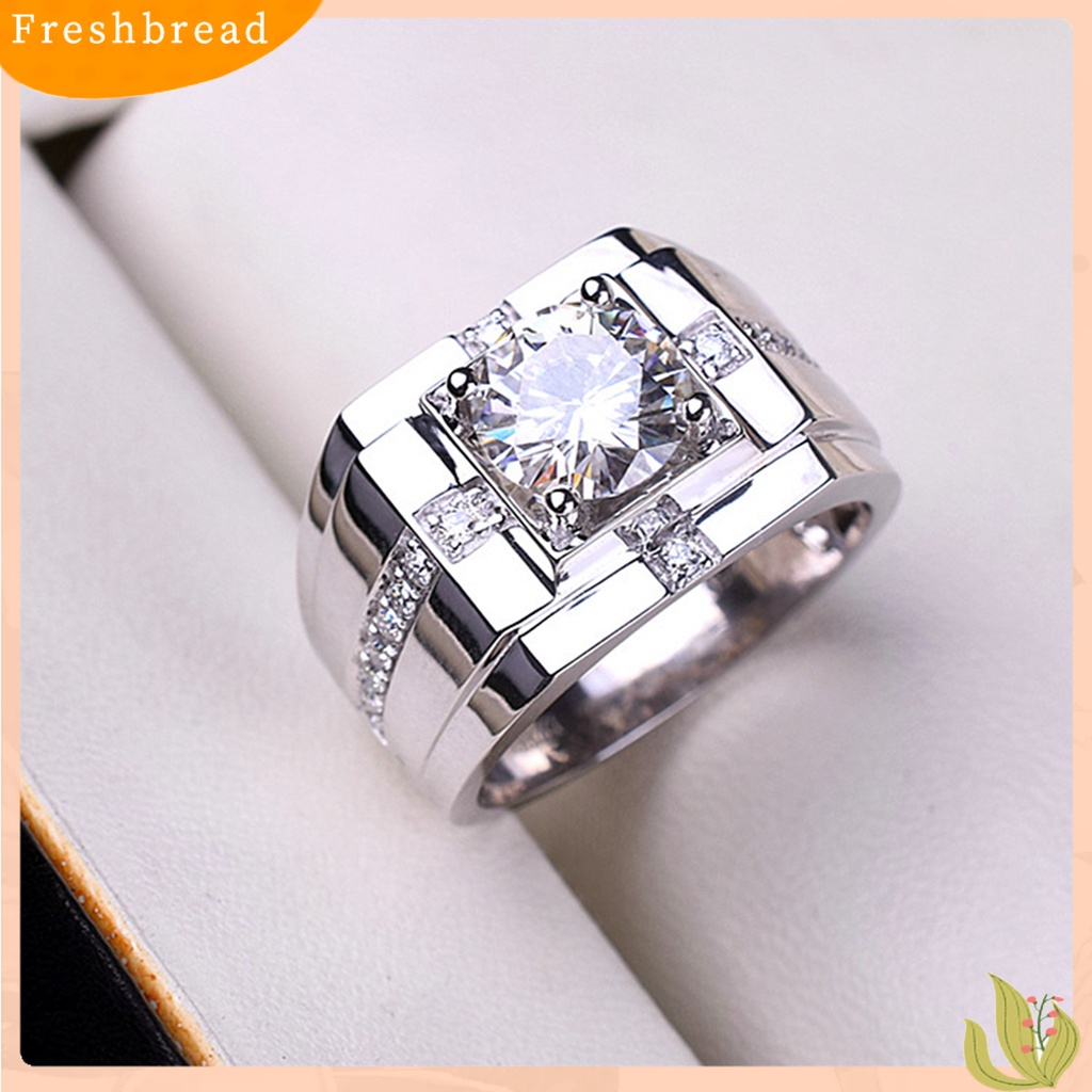 &lt; Freshbread &gt; Cincin Zircon Bersinar Geometris Berlian Imitasi Hias Electroplating Hypoallergenic Dekorasi Perhiasan Pria Pertunangan Open Finger Ring Band Untuk Hadiah