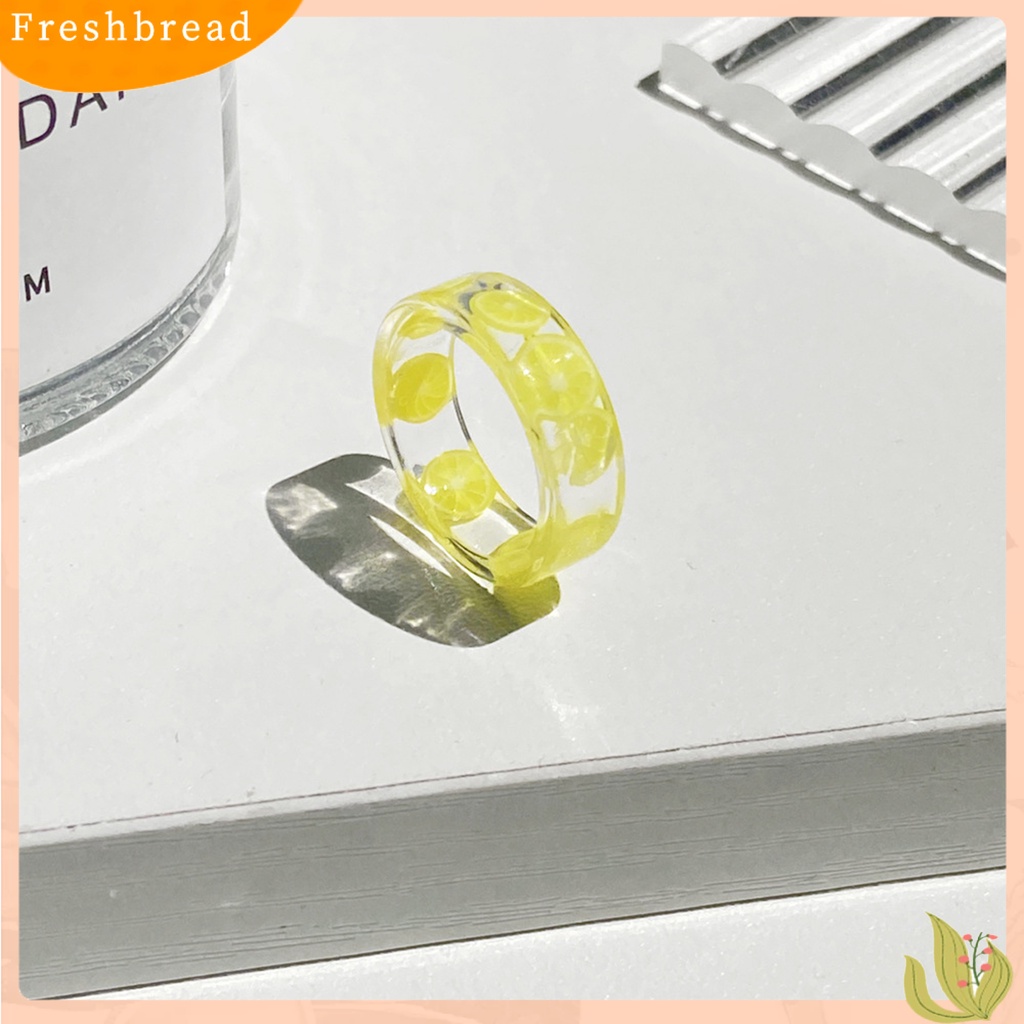 &lt; Freshbread &gt; 7Pcs Cincin Warna-Warni Menarik Nyaman Dipakai Resin Lemon Resin Finger Rings Untuk Hadiah