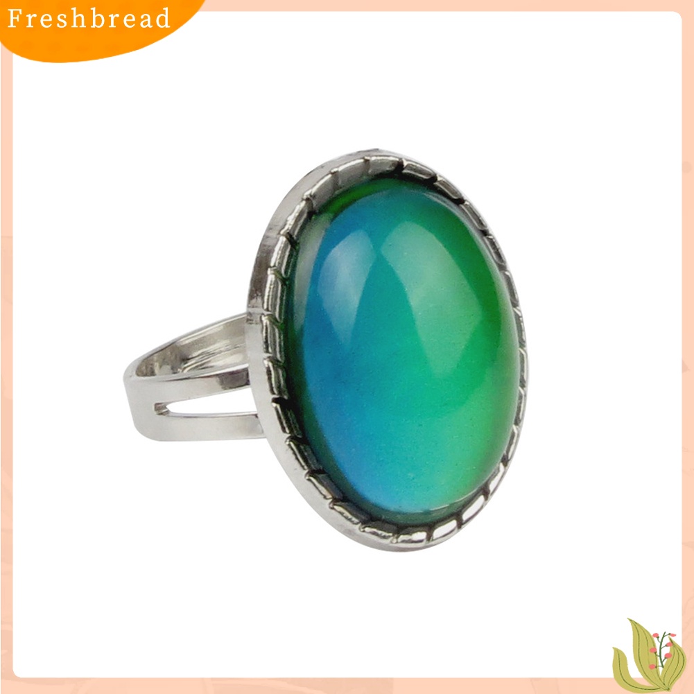 &lt; Freshbread &gt; Fashion Wanita Permata Imitasi Suhu Suasana Hati Berubah Warna Jari Cincin Perhiasan Decor