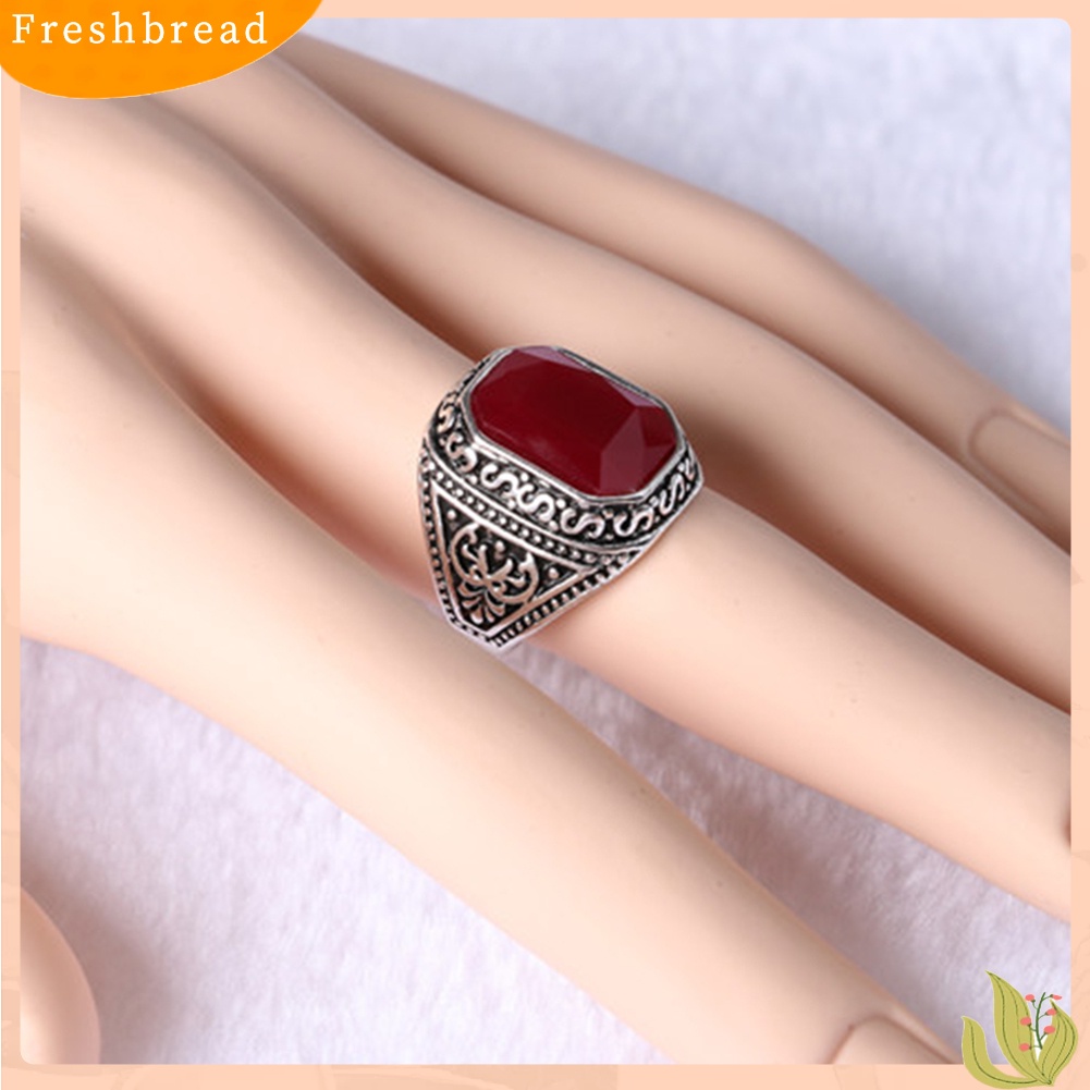 &lt; Freshbread &gt; Vintage Wanita Pria Pesona Geometris Ukir Cincin Pasangan Jari Perhiasan Ukuran7-10