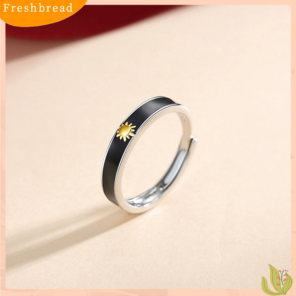 &lt; Freshbread &gt; Pasangan Cincin Pembukaan Adjustable Minimalis Hypoallergenic Tembaga Halus Hadiah Perhiasan Fashion Bulan Sabit Matahari Pria Wanita Jari Cincin Untuk Harian