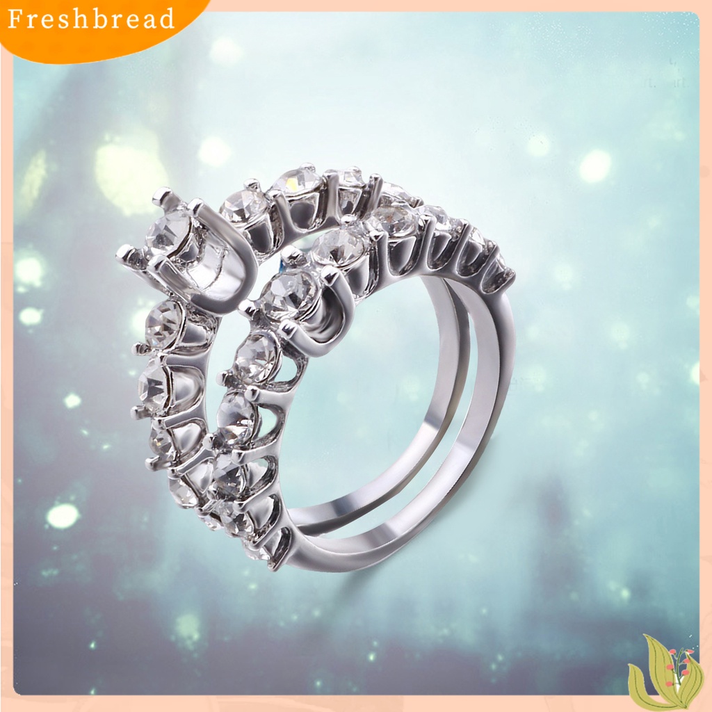 &lt; Freshbread &gt; 2Pcs Cincin Wanita Permata Imitasi Mengkilap Berkilau Geometris Electroplating Dekorasi Hadiah Berbentuk Hati Pernikahan Pertunangan Rings Perhiasan Untuk Pesta