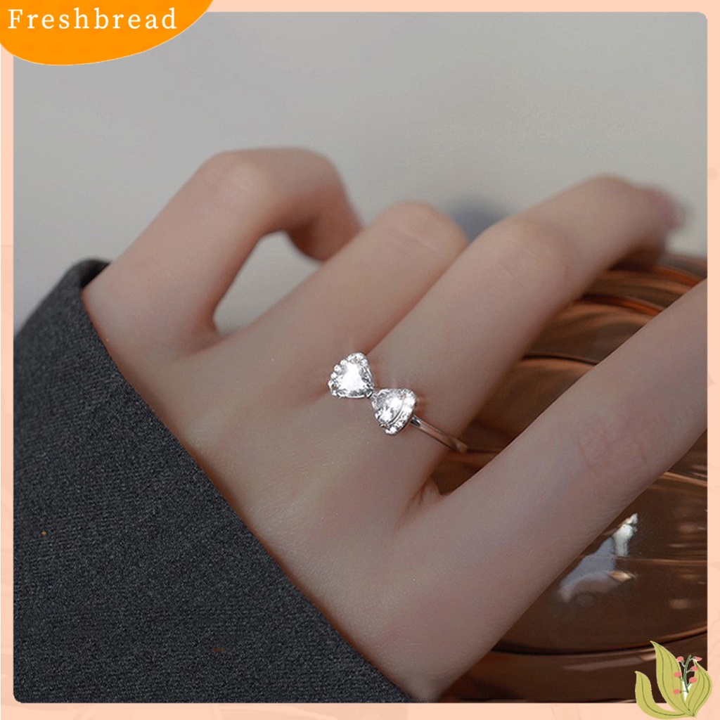 &lt; Freshbread &gt; Wanita Cincin Berlian Imitasi Mengkilap Open Eye-catching All-match Hadiah Pernikahan Wanita Manis Dasi Kupu Jari Cincin Perhiasan Untuk Pesta