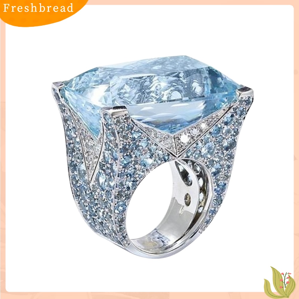 &lt; Freshbread &gt; Sparkling Women Cubic Zirconia Cincin Pengantin Pernikahan Pertunangan Pesta Perhiasan Hadiah