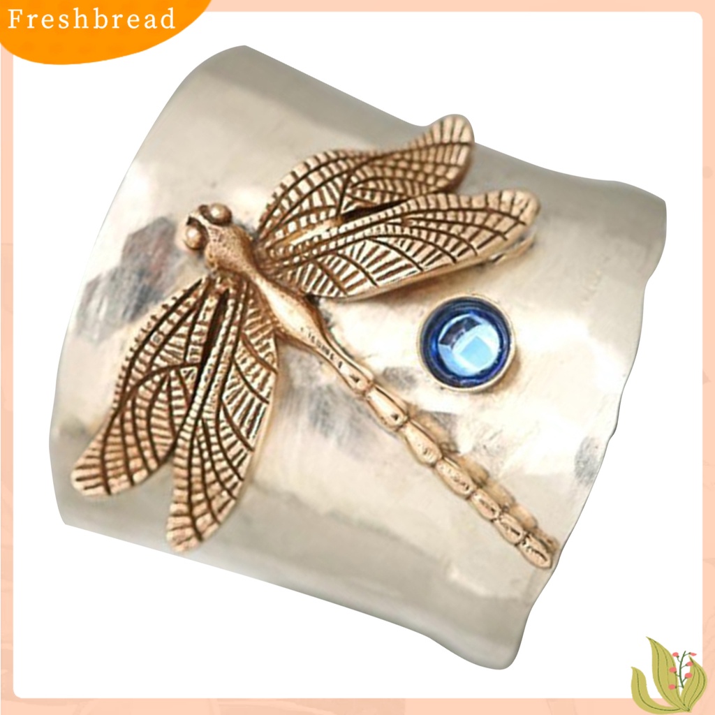 &lt; Freshbread &gt; Fashion Cincin Capung Dekorasi Perhiasan Vintage Ukiran Desain Tabung Emas Alloy Ring Untuk Pesta