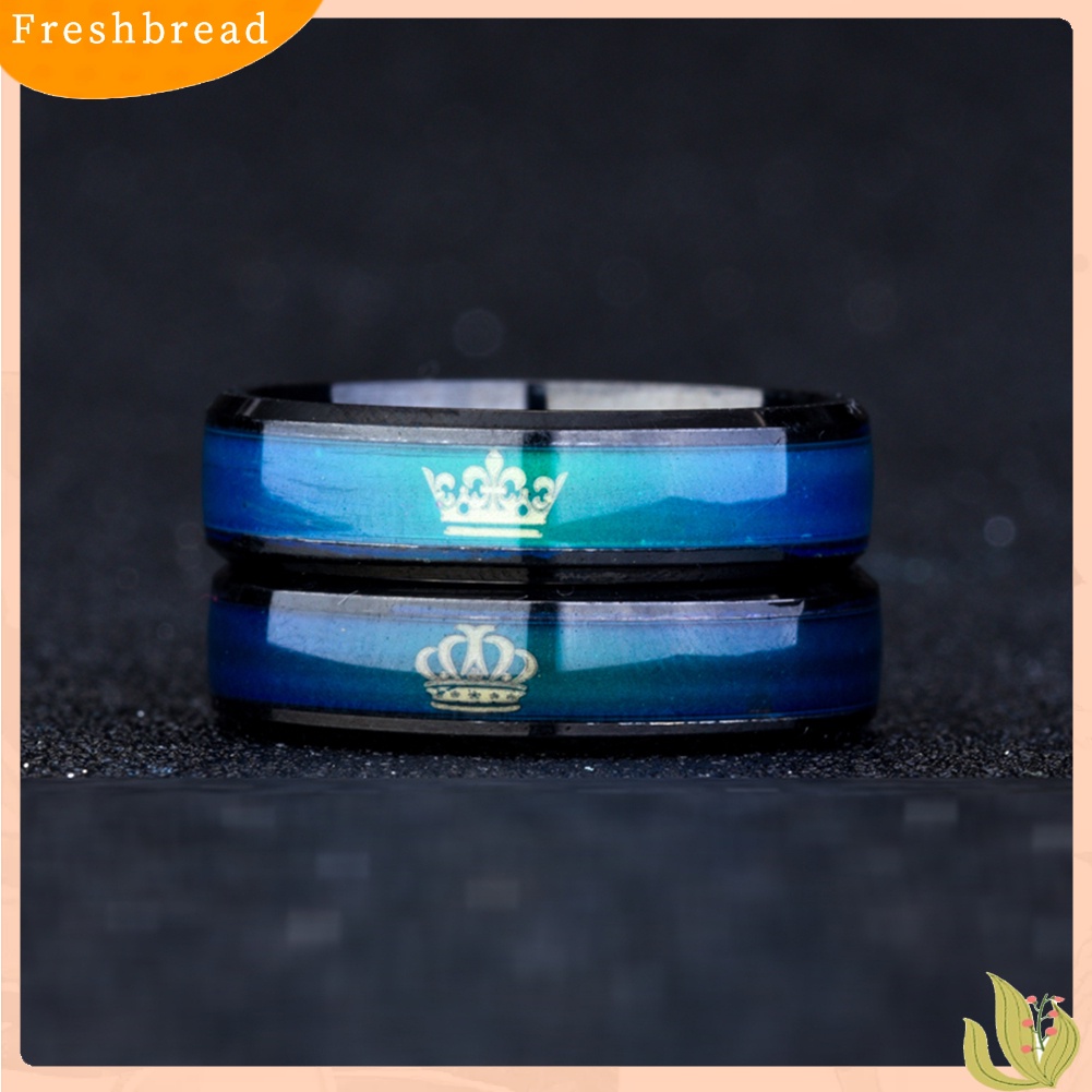 &lt; Freshbread &gt; Hadiah Pasangan Ulang Tahun Pernikahan Titanium Steel Mahkota His Queen Her King Ring