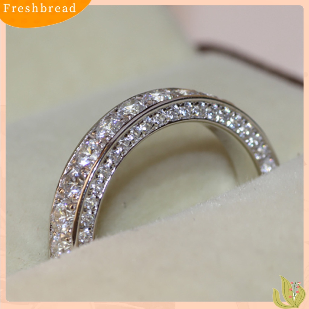 &lt; Freshbread &gt; Cincin Kawin Full Berlian Imitasi Fashion Finger Band Perhiasan Aksesori Wanita Bertatahkan Indah Untuk Pesta