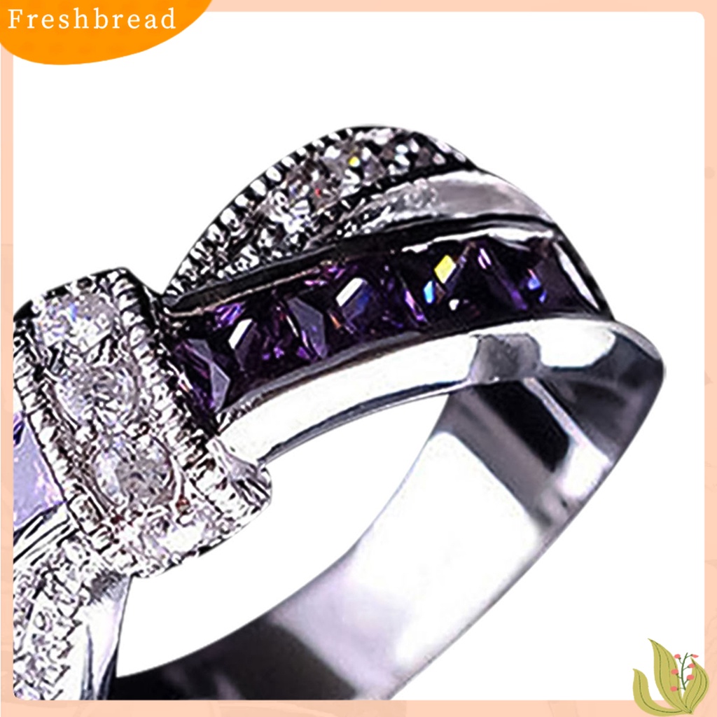 &lt; Freshbread &gt; Cincin Berlian Imitasi Hias Hias Alloy Desain Silang Finger Band Untuk Pesta