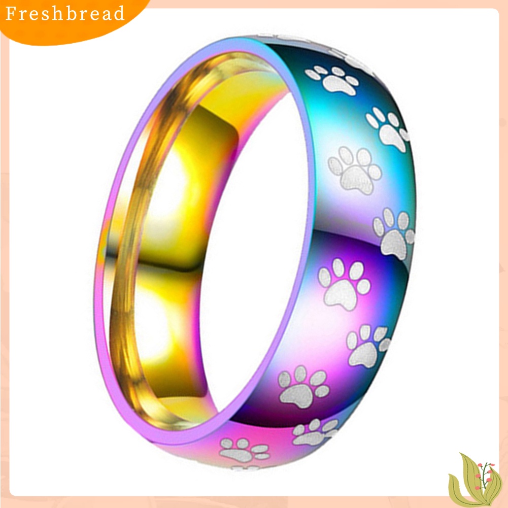 &lt; Freshbread &gt; Pria Wanita Lucu Hewan Paw Print Baja Titanium Jari Cincin Perhiasan Hadiah Ulang Tahun