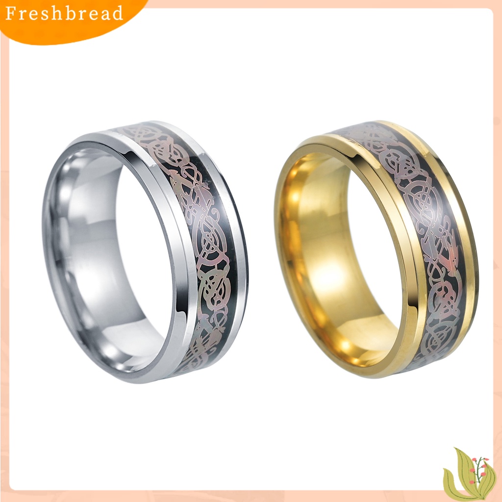 &lt; Freshbread &gt; Finger Ring Plating Anti-fading Halus Ringan Portabel Menghias Baja Titanium Multicolor Print Laki-Laki Cincin Perhiasan Aksesori