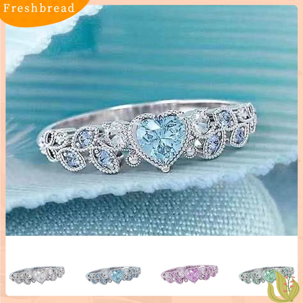 &lt; Freshbread &gt; Cincin Wanita Bentuk Daun Perhiasan Berlian Imitasi Elegan Cincin Indah Untuk Pernikahan