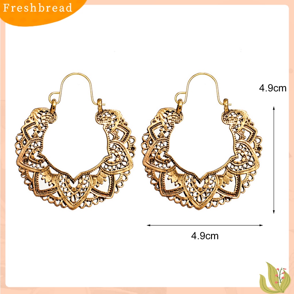 &lt; Freshbread &gt; 1pasang Bentuk Bunga Hollow Drop Earrings Alloy Tindik Geometris Wanita Menjuntai Anting Fashion Perhiasan