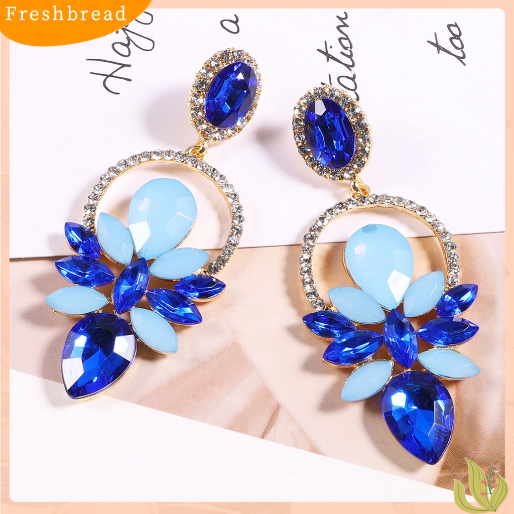 &lt; Freshbread &gt; 1pasang Tindik Bersinar Indah Anting Pejantan Bentuk Tetesan Air Berlian Imitasi Daun Wanita Anting Perhiasan Pernikahan