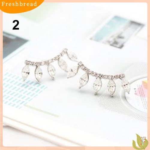 &lt; Freshbread &gt; Fashion Perak Disepuh Marquise Cut Berlian Imitasi Mahkota Telinga Menyapu Pejantan Anting