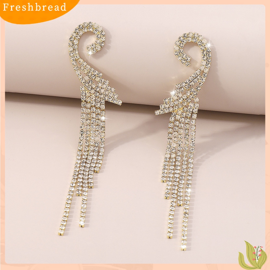 &lt; Freshbread &gt; 1pasang Anting Menjuntai Gaya Bohemian Rumbai Panjang Geometris Temperamen Mewah Dekorasi Hadiah Wanita Fashion Berlian Imitasi Mengkilap Hias Drop Earrings Untuk Perjamuan