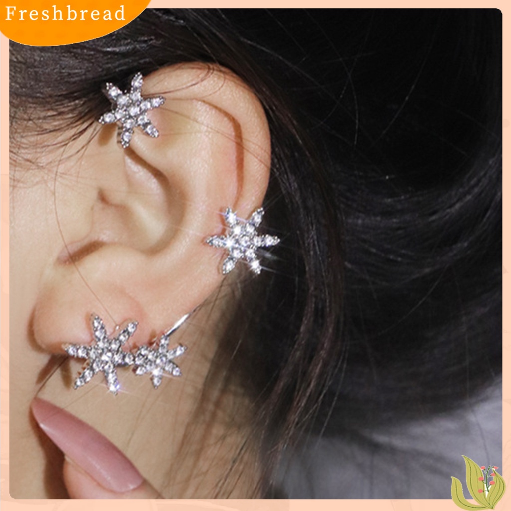 &lt; Freshbread &gt; 1Pc Pembungkus Telinga Anti Karat Hadiah Sempurna Alloy Cincin Telinga Berlian Imitasi Snowflake Halus Untuk Harian