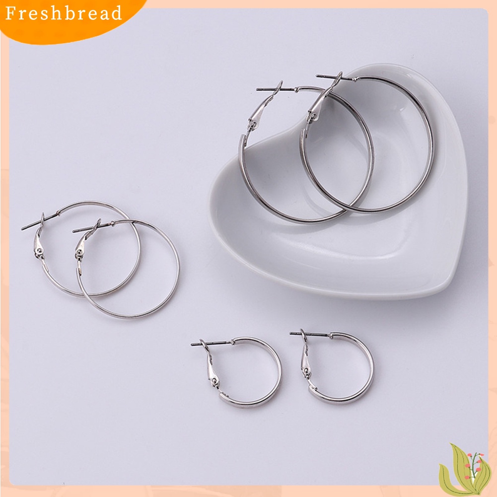 &lt; Freshbread &gt; 3pasang Wanita Bergaya Halus Berbentuk C Geometris Lingkaran Hoop Anting Perhiasan Hadiah