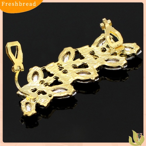 &lt; Freshbread &gt; Wanita Gaya Punk Kristal Berlian Imitasi Daun Telinga Klip Manset Anting Perhiasan Charms