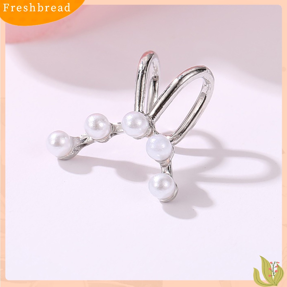 &lt; Freshbread &gt; 1Pc Arc Shaped Faux Pearl Ear Cuff Clip On Earring Wanita Perhiasan Non Piercing