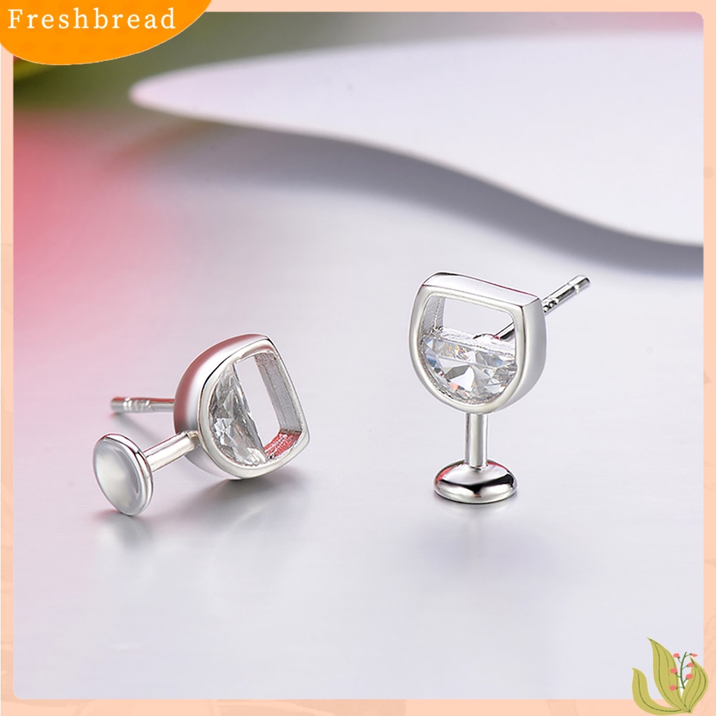 &lt; Freshbread &gt; 1pasang Anting Wanita Kerajinan Pengerjaan Perhiasan Hadiah Anti Karat Wanita Cubic Zirconia Ear Studs Untuk Pacaran