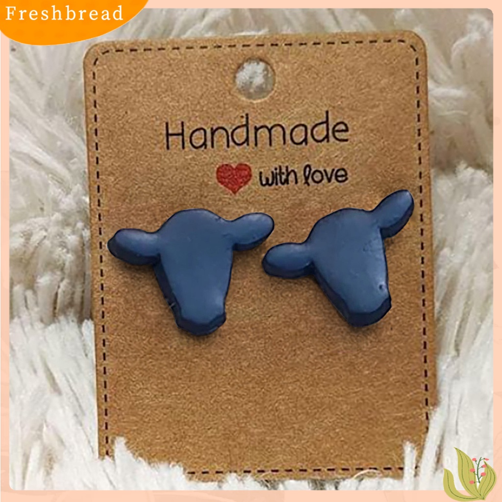 &lt; Freshbread &gt; 1pasang Ear Studs Acrylic Lucu Kecil Padat Kepribadian Hadiah Hypoallergenic Dairy Cow Shape Women Earrings Fashion Jewelry