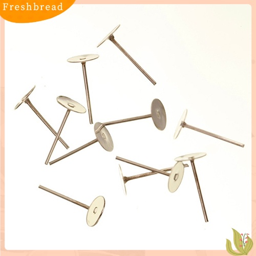 &lt; Freshbread &gt; 200 Pcs Besi Flat Earring Earrings Post Stud Membuat Perhiasan Temuan Aksesoris