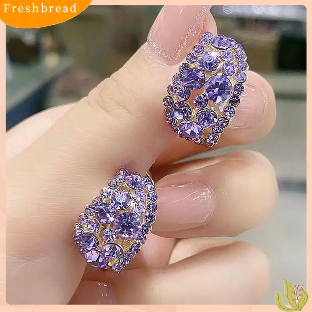 &lt; Freshbread &gt; 1pasang Anting Pejantan Temperamen Mengkilap Elegan Geometris Berkilau Berdandan Hadiah Valentine Wanita Kristal Imitasi Menjuntai Anting Perhiasan Pernikahan Aksesori Fashion