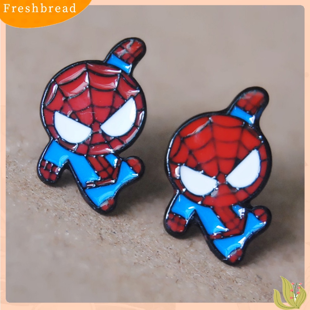 &lt; Freshbread &gt; Fashion Spider Man Deadpool Captain America Kartun Enamel Ear Studs Earrings