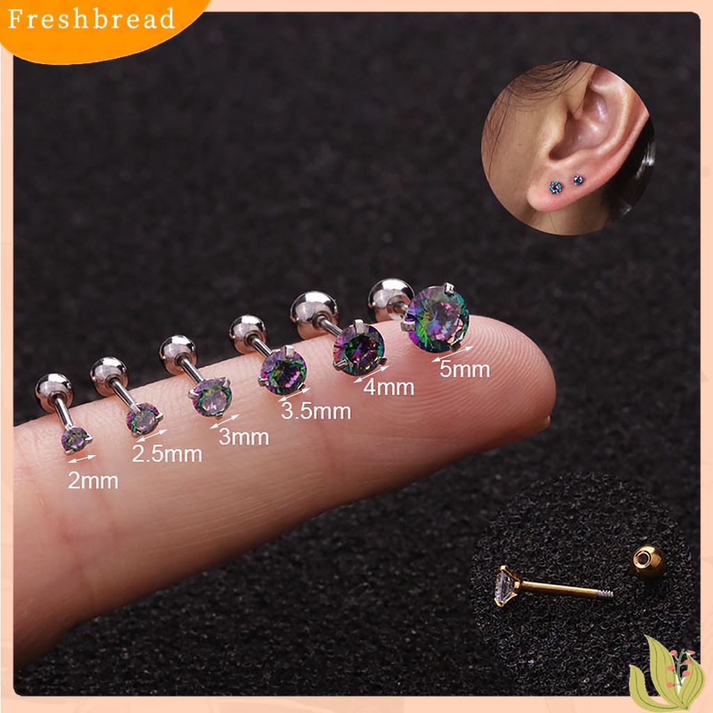 &lt; Freshbread &gt; 1Pc Anting Wanita Cubic Zirconia Kecil Perhiasan Aksesori Shiny Colorful Stud Earring Untuk Belanja