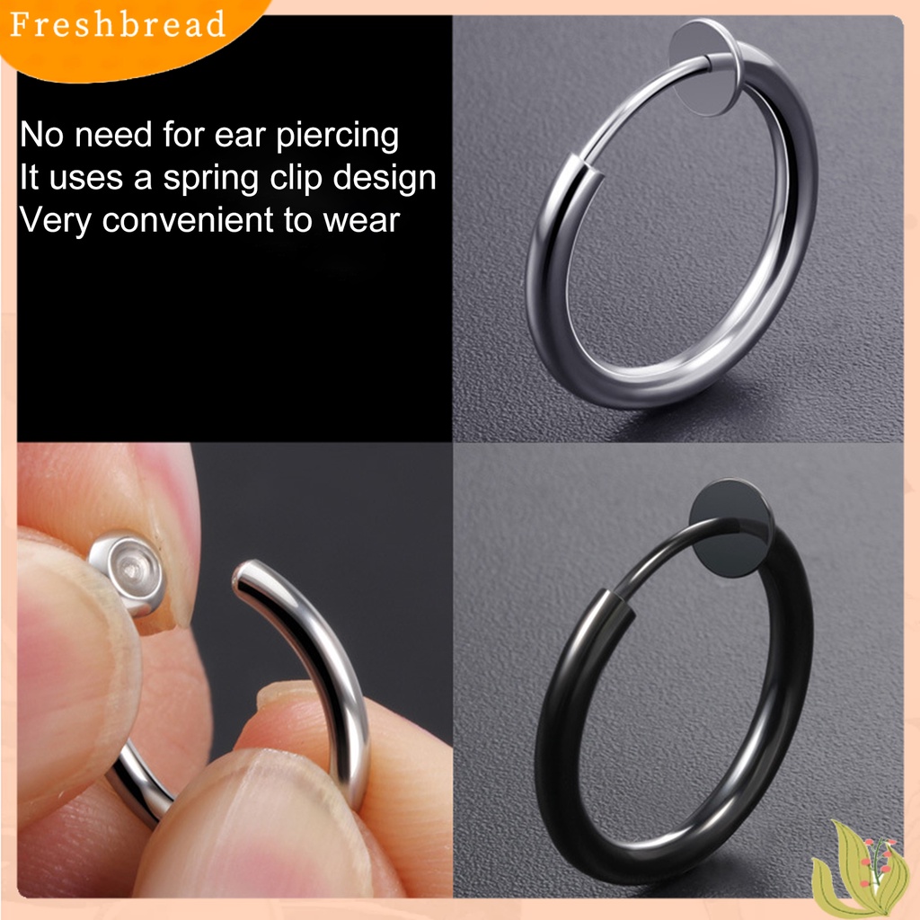 &lt; Freshbread &gt; 1Pc Unisex Keren Anting Bulat Non Tindik Telinga Hoop Earring Clip Untuk Pakaian Sehari-Hari