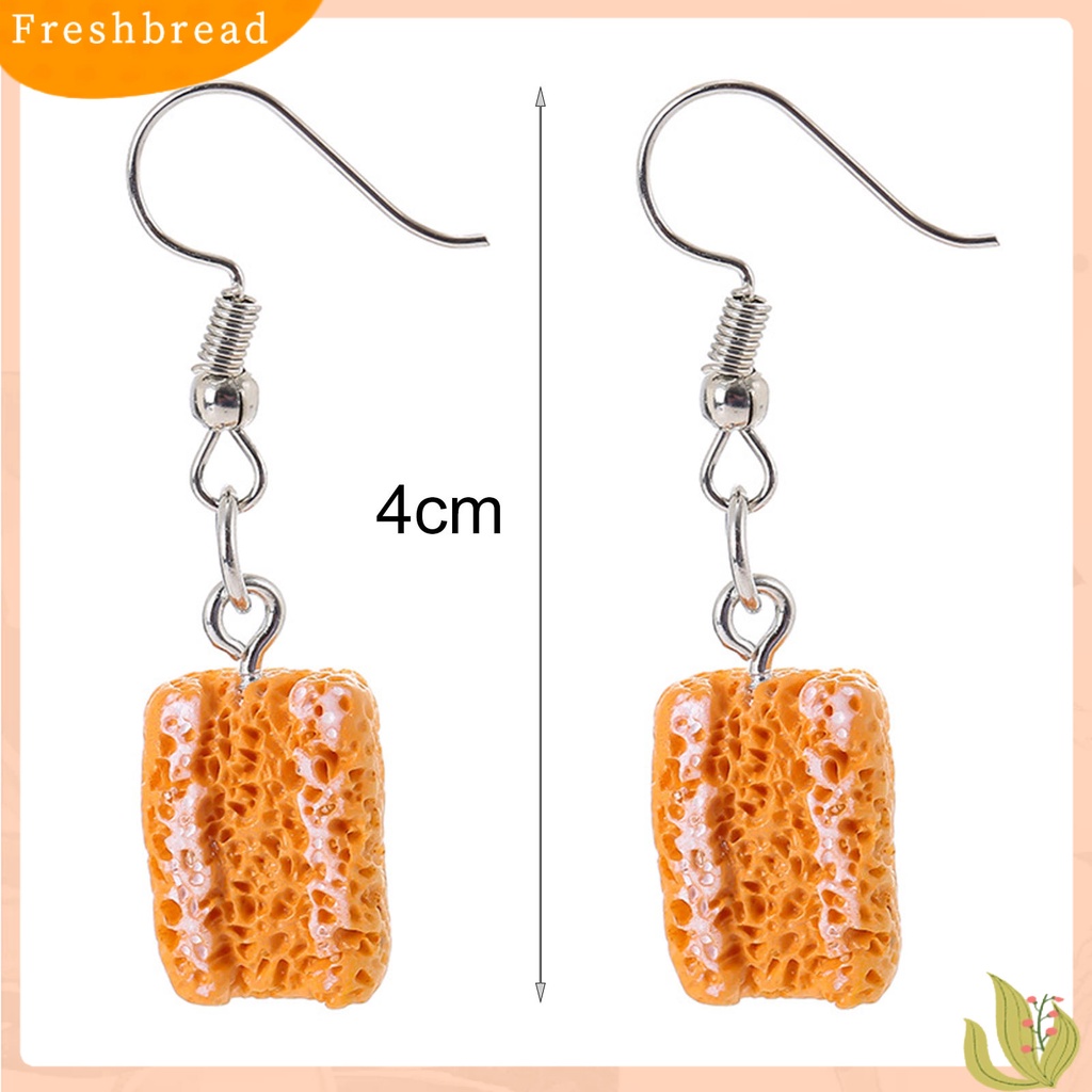 &lt; Freshbread &gt; 1pasang Anting Drop Roti Lucu Perhiasan Tahan Lama Cerah Luster Hook Earrings Untuk Pakaian Sehari-Hari