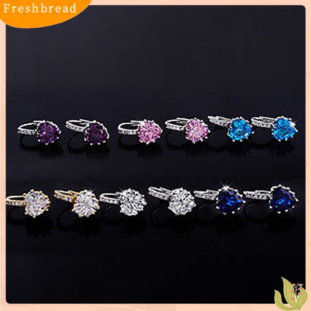 &lt; Freshbread &gt; Anting Berlian Imitasi Hias Desain Bentuk Hati Bahan Alloy Desain Bentuk Hati Leaverback Earrings Untuk Pesta