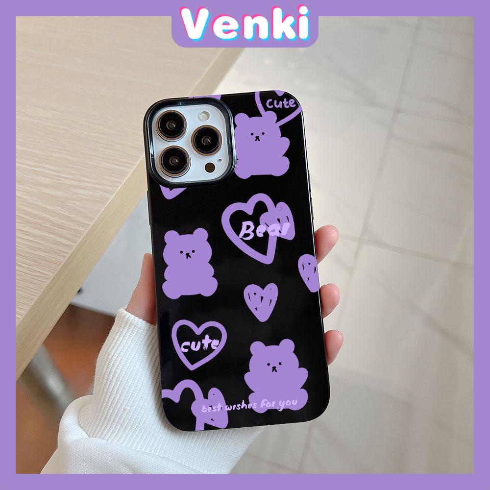 iPhone Case Soft TPU Glossy Black Candy Case Case Cute Cartoon Purple Bear Camera Protection Shockproof For iPhone 14 13 12 11 Pro Max 7 8 Plus X XR