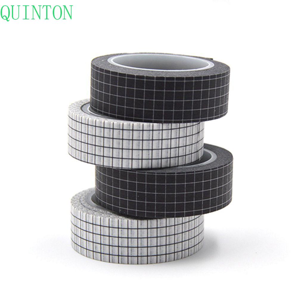 Quinton 1pc Tape / Selotip Washi Motif Kotak-Kotak Hitam Putih Panjang 10m Untuk Dekorasi Diy