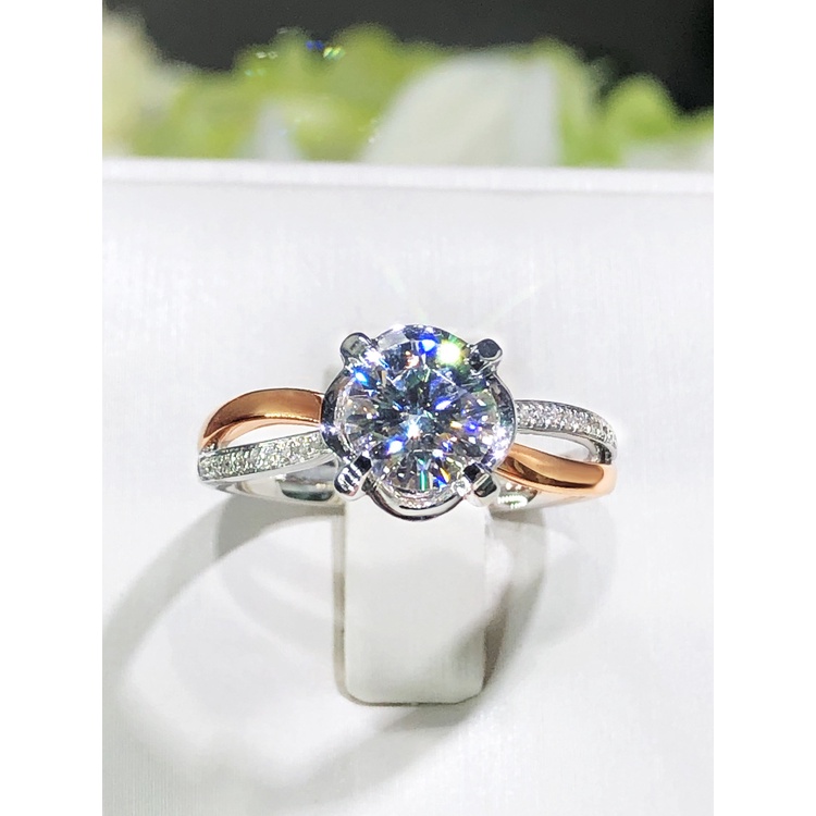 Goldkingdom Aksesoris Perhiasan Fashion Ready Stock Dua Warna Bud Four-claw Ring, Delapan Hati Dan Delapan Panah, Mosan Stone Ring Untuk Anak