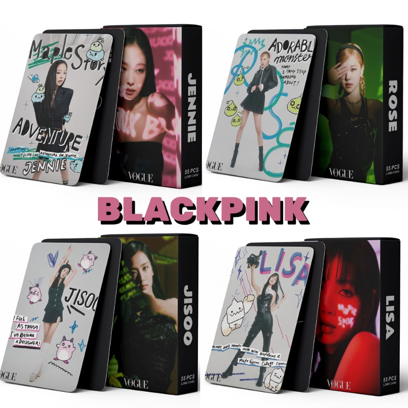 55pcs/set Kpop2023 Blackpink JENNIE ROSE JISOO LISA HD Lomo Card Photocards Koleksi Album Blackpink