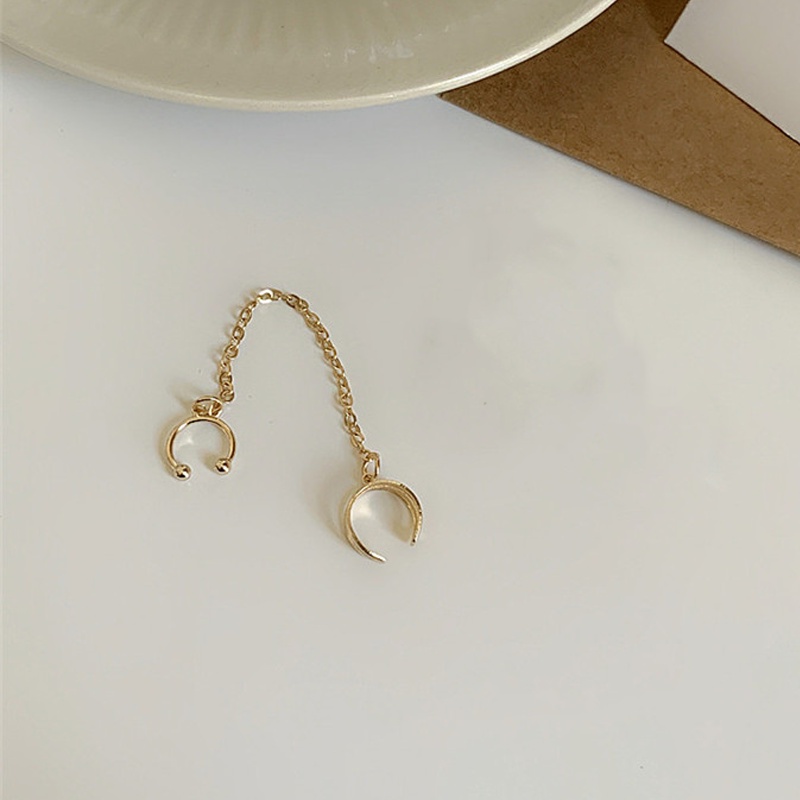Papaozhu 1PC Chic C Bentuk Emas Rumbai Rantai Klip Anting Untuk Wanita Perempuan Trendi Cuff Earring Trendy Non Piercing Telinga Perhiasan