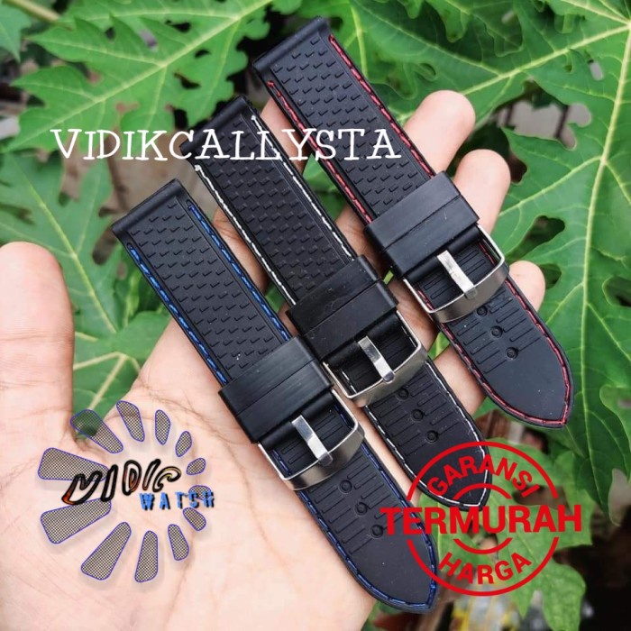 Strap Tali Jam Tangan Karet Rubber Hitam 22mm Berkualitas 22 MM