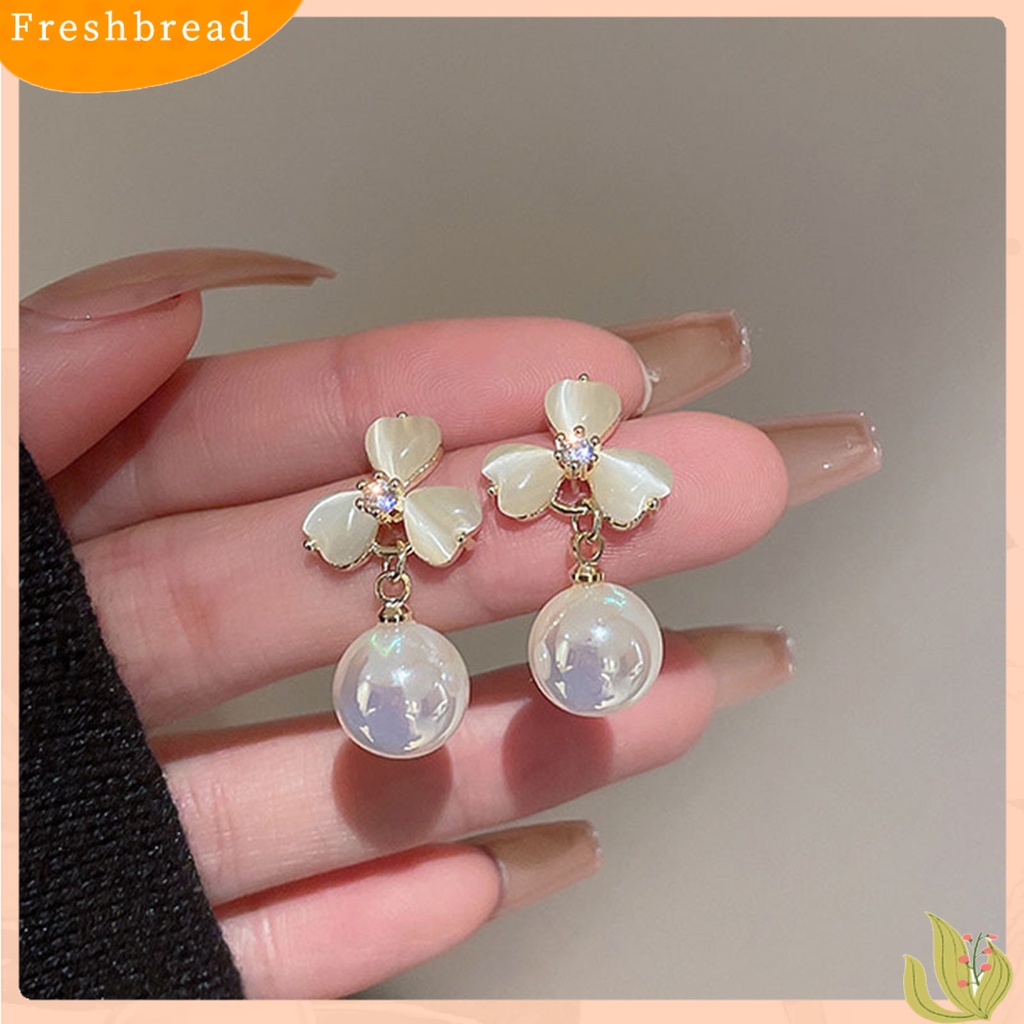 {In Stock} 1pasang Anting Stud Dainty Elegan Temperamen Gaya Perancis Mutiara Imitasi Opal Bunga Wanita Drop Earrings Perhiasan Aksesoris