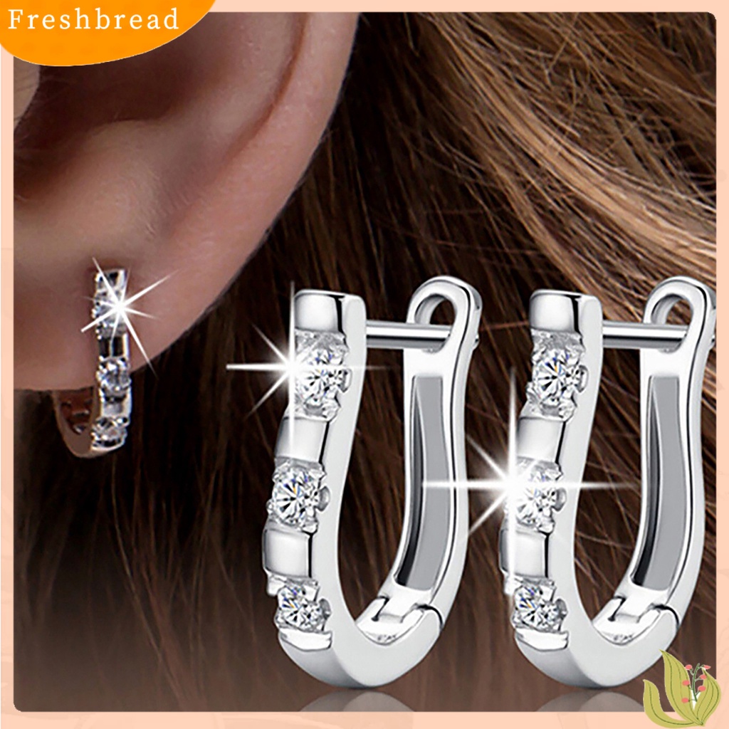 {In Stock} 1pasang Fashion U-Shape Cubic Zircon Hias Wanita Pesona Perhiasan Pesta Anting Tindik