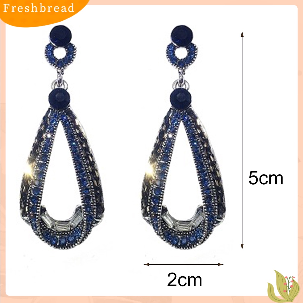 {In Stock} Anting Drop Gaya Vintage Bentuk Tetesan Air Pengerjaan Halus Batu Biru Pear Drop Earring Untuk Pesta